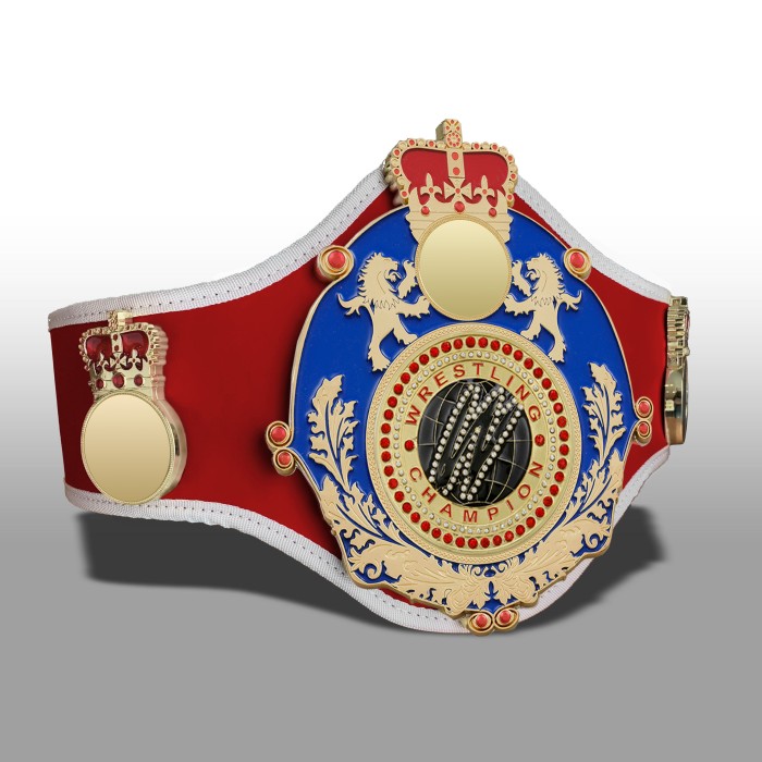 QUEENSBURY PRO LEATHER WRESTLING CHAMPIONSHIP BELT - QUEEN/BLUE/G/WRESTGEM - 10+ COLOURS